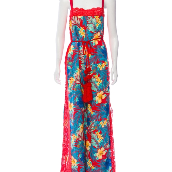 SOLD Miguelina Electra Tropical Print Linen Jumpsuit Sz S $615 Sold Out - Picture 4 of 7